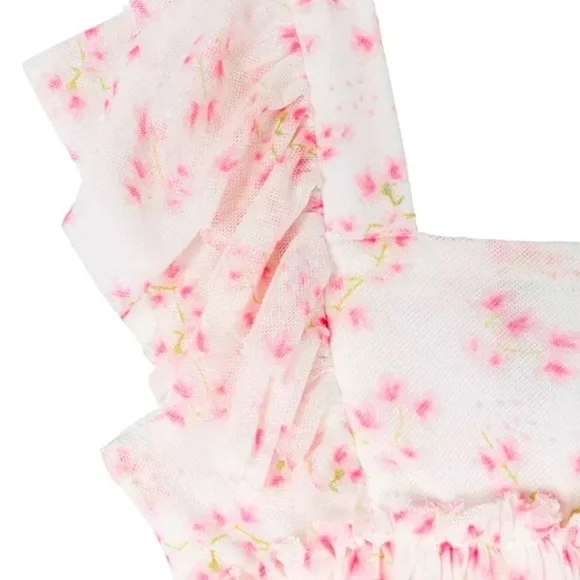 Brand New Baby Girl Floral Flutter Sleeve Dress with Diaper Cover Size 18M, NWT - Picture 2 of 3